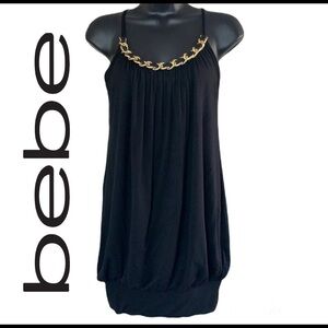 Bebe black chain embellished tunic top size S